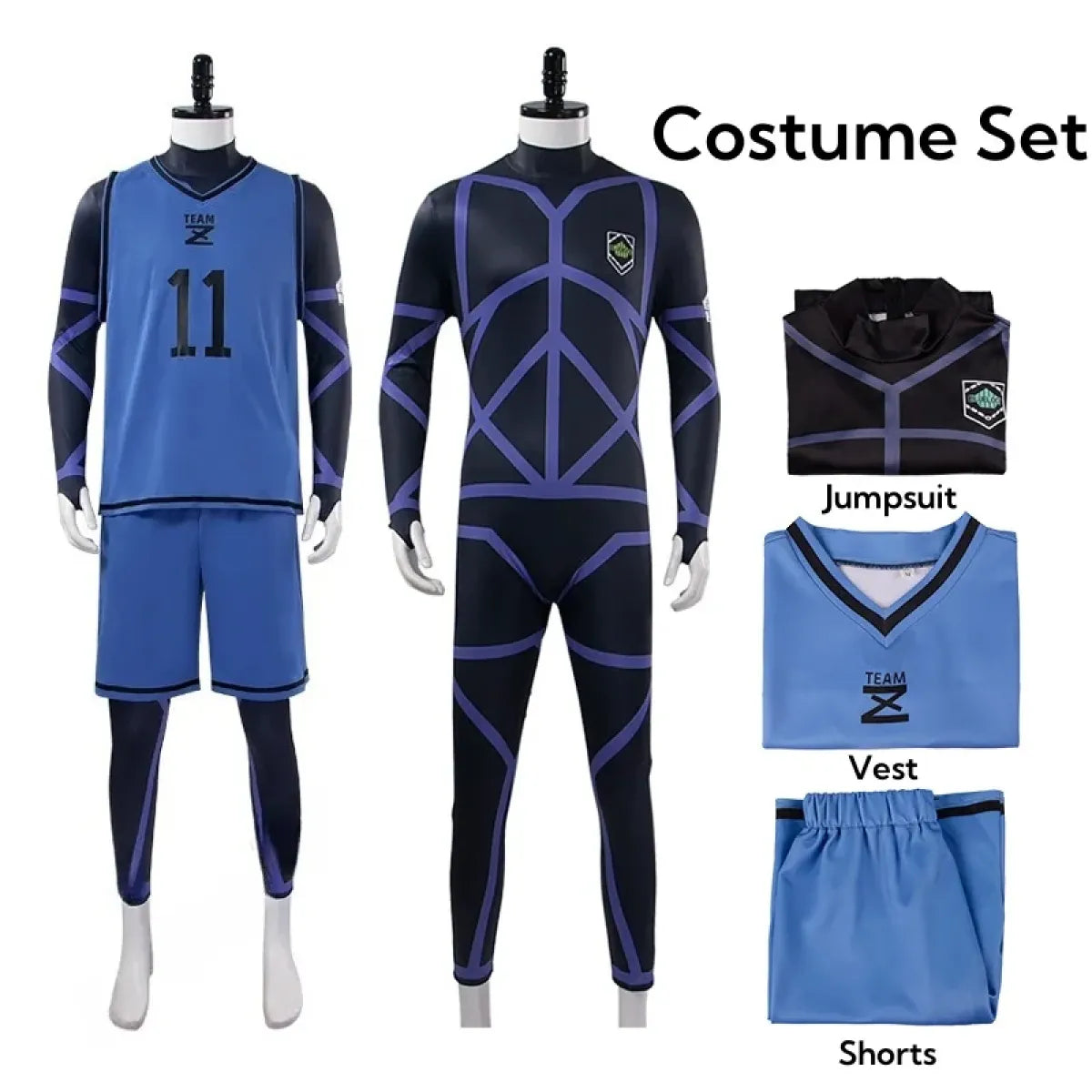 Lock Isagi Yoichi Cosplay Set β Anime Sports Jersey & Jumpsuit