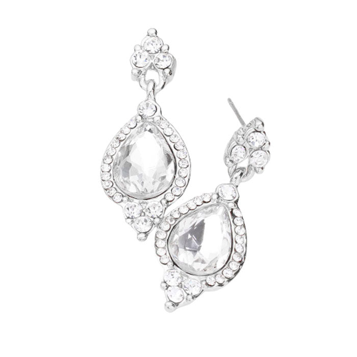 Teardrop Centered Dangle Evening Earrings