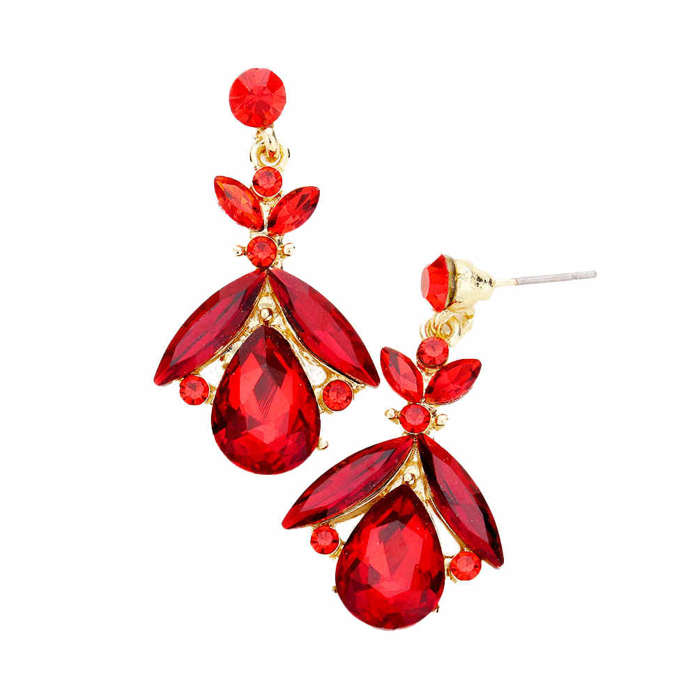 Teardrop Crystal Marquise Evening Earrings