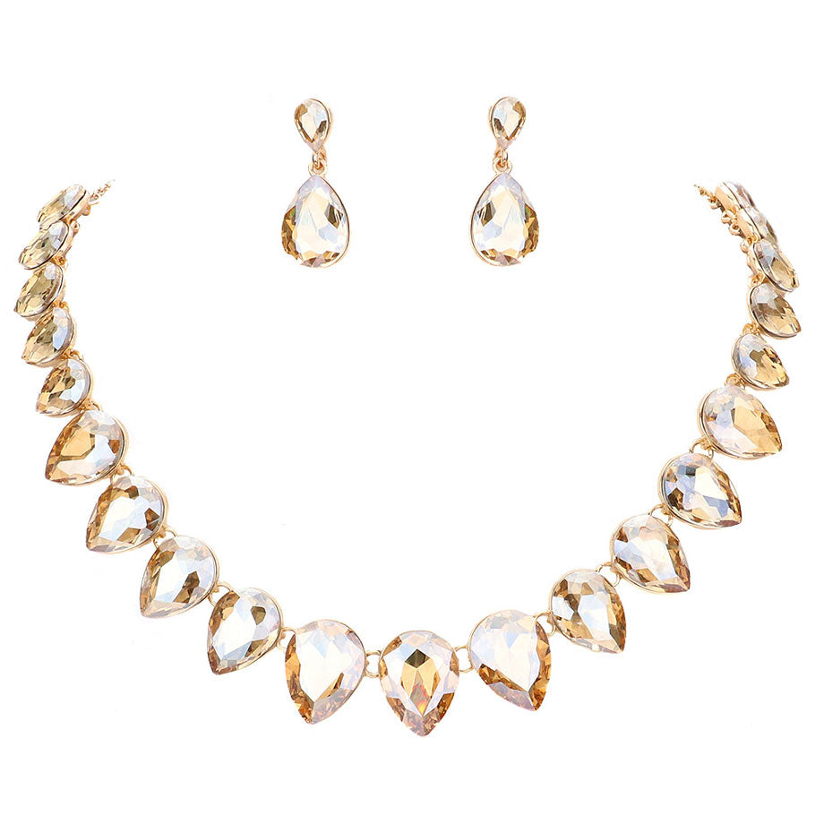 Teardrop Stone Link Evening Necklace