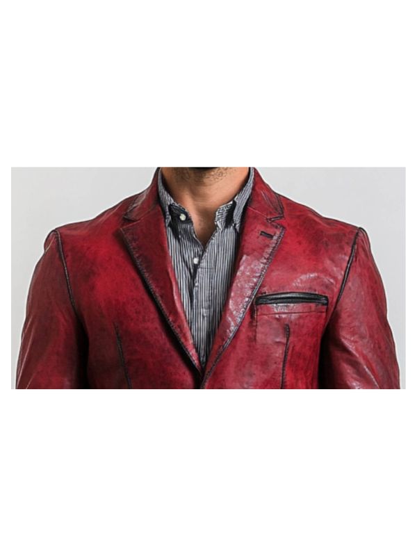 Theo Red Leather Blazer – Leather Blazer for Men