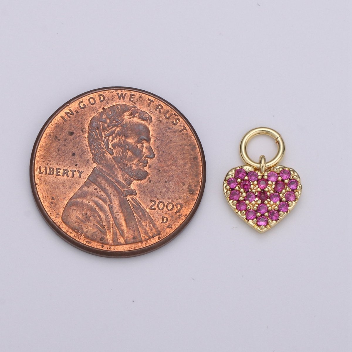 Tiny 14k Gold Filled Heart Charms, Love Pendant, Dainty Red Color Cz Heart Charm for Minimalist Bracelet Earring Necklace supply D-607