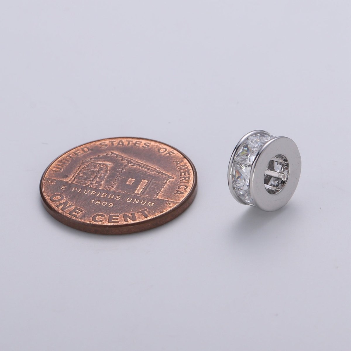 Tiny Silver Round Circle Ring Beads CZ Crystal Mini Geometric Round Shape Jewelry Making Beads B364