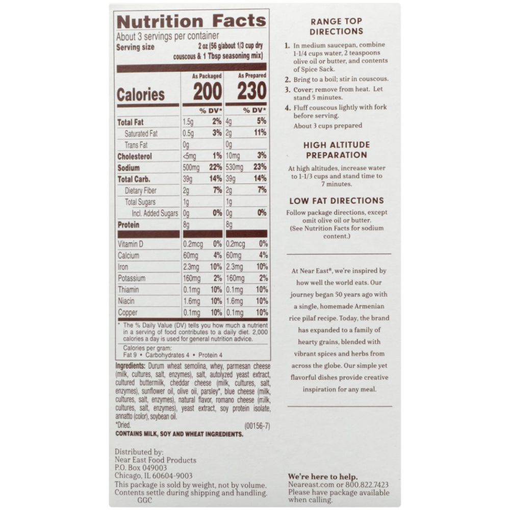 NEAR EAST: Couscous Parmesan, 5.9 oz