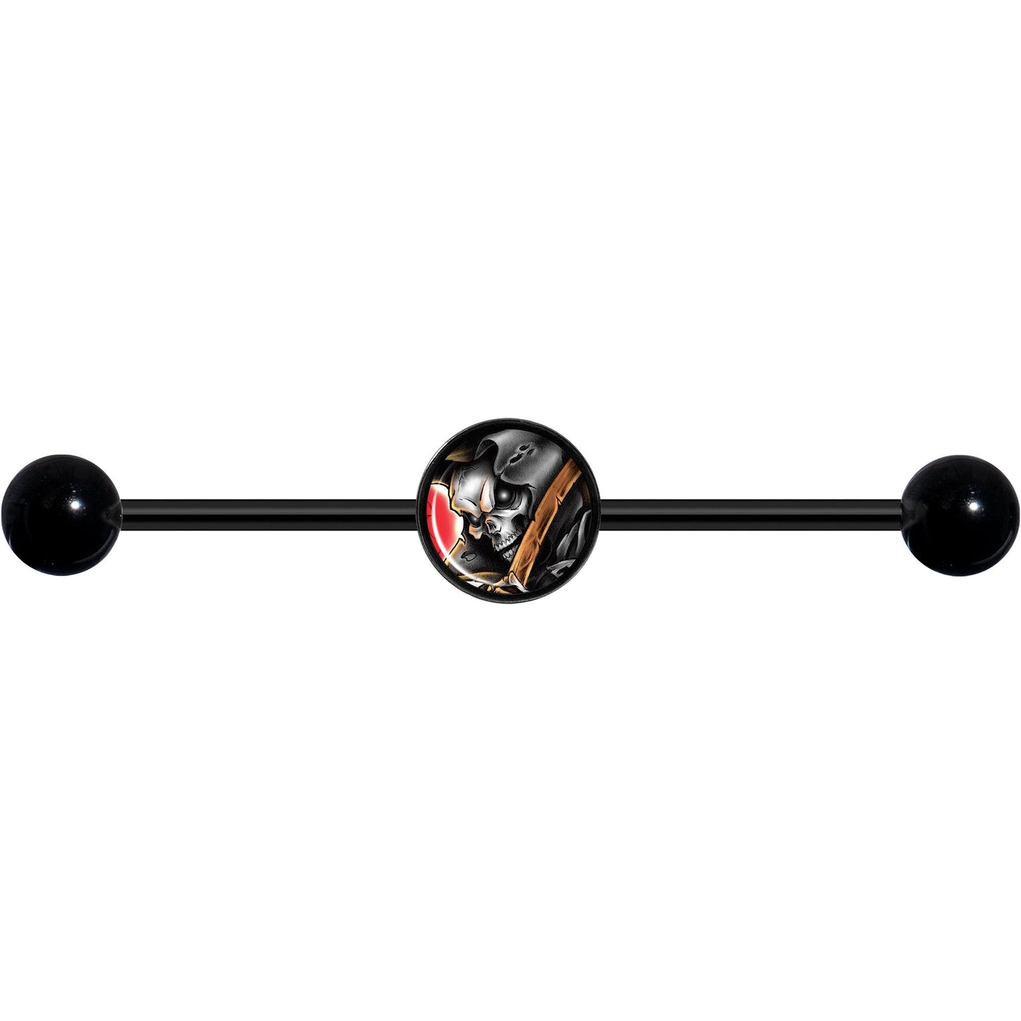 14G Wake the Dead Grim Reaper Halloween Black Industrial Barbell 37mm
