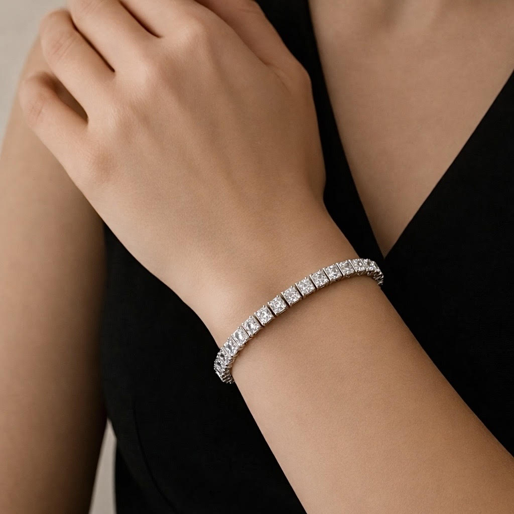 BG405W B.Tiff Princess Cut 5mm Tennis Bracelet