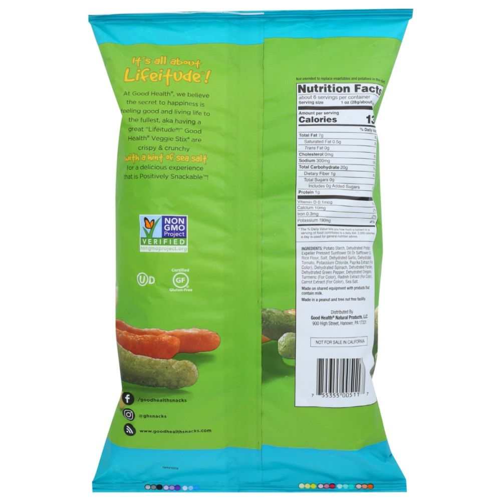 GOOD HEALTH: Veggie Stix Sea Salt, 6.25 oz