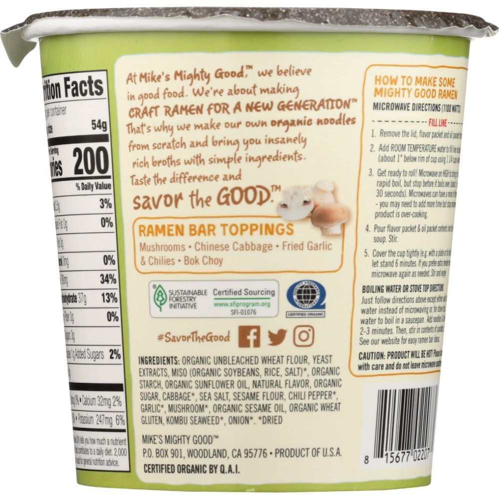 MIKES MIGHTY GOOD: Vegetarian Vegetable Ramen Cup, 1.9 oz