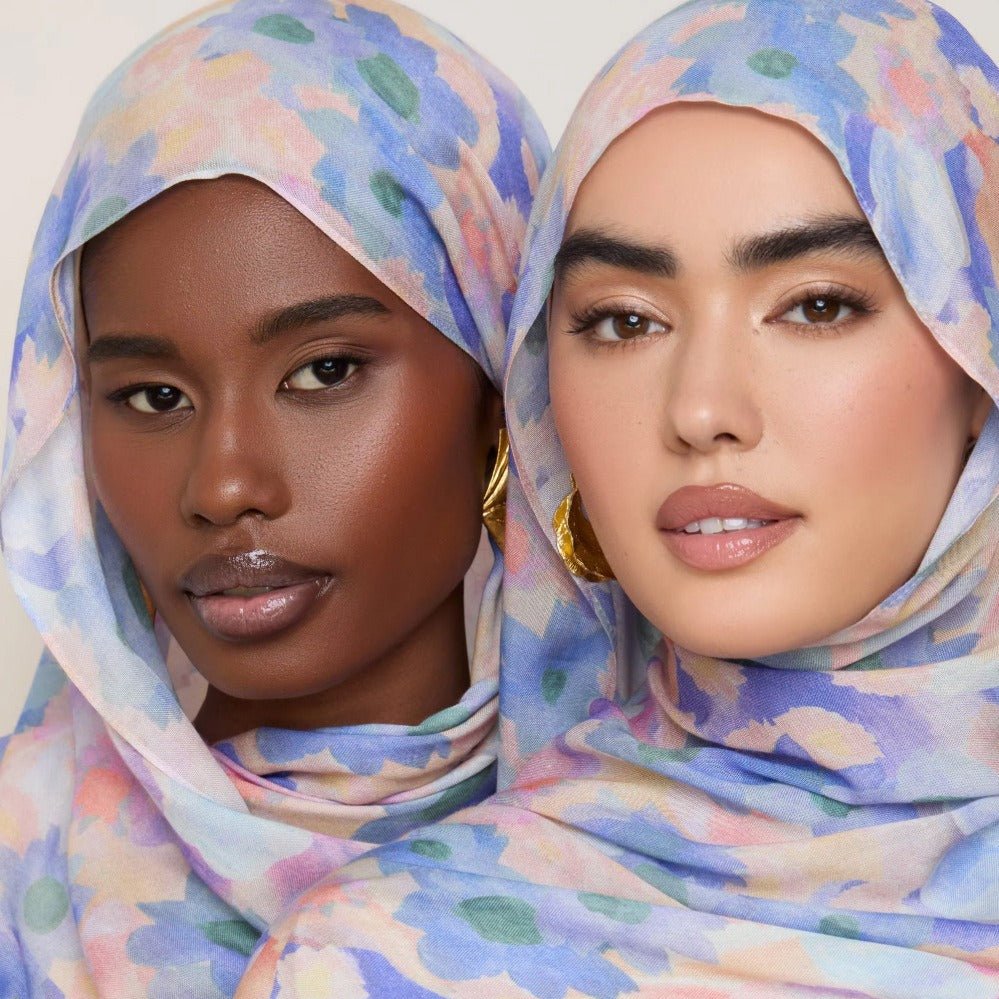 Vibrant Floral Print Scarf Hijab | Lightweight Botanical Headscarf (MH159)