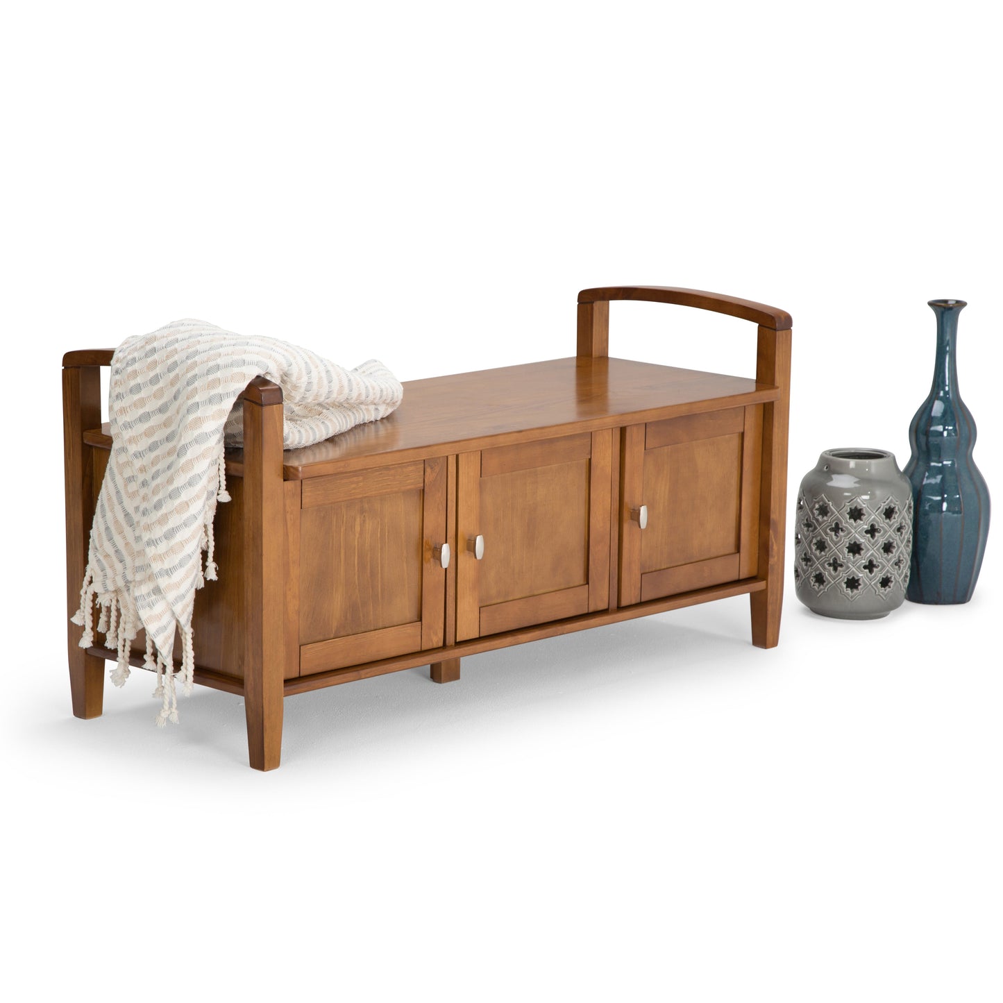 Warm Shaker 44" Wide Solid Wood Entryway Storage Bench
