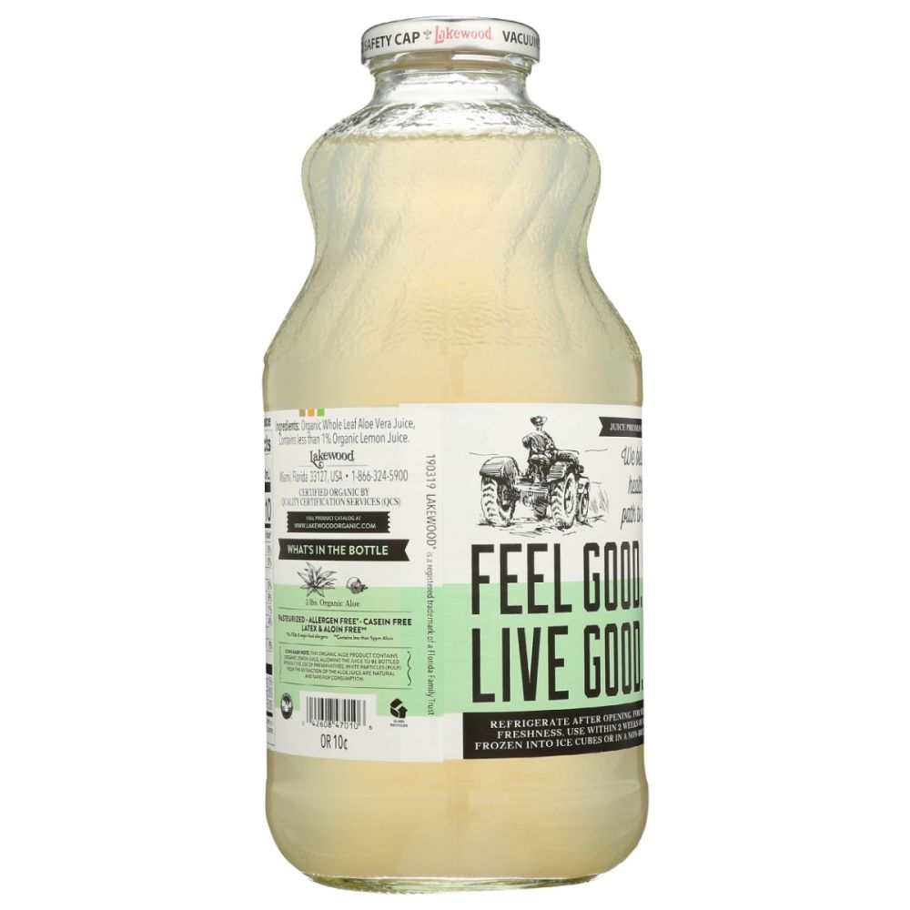 LAKEWOOD: Organic Pure Whole Leaf Aloe Juice, 32 fo