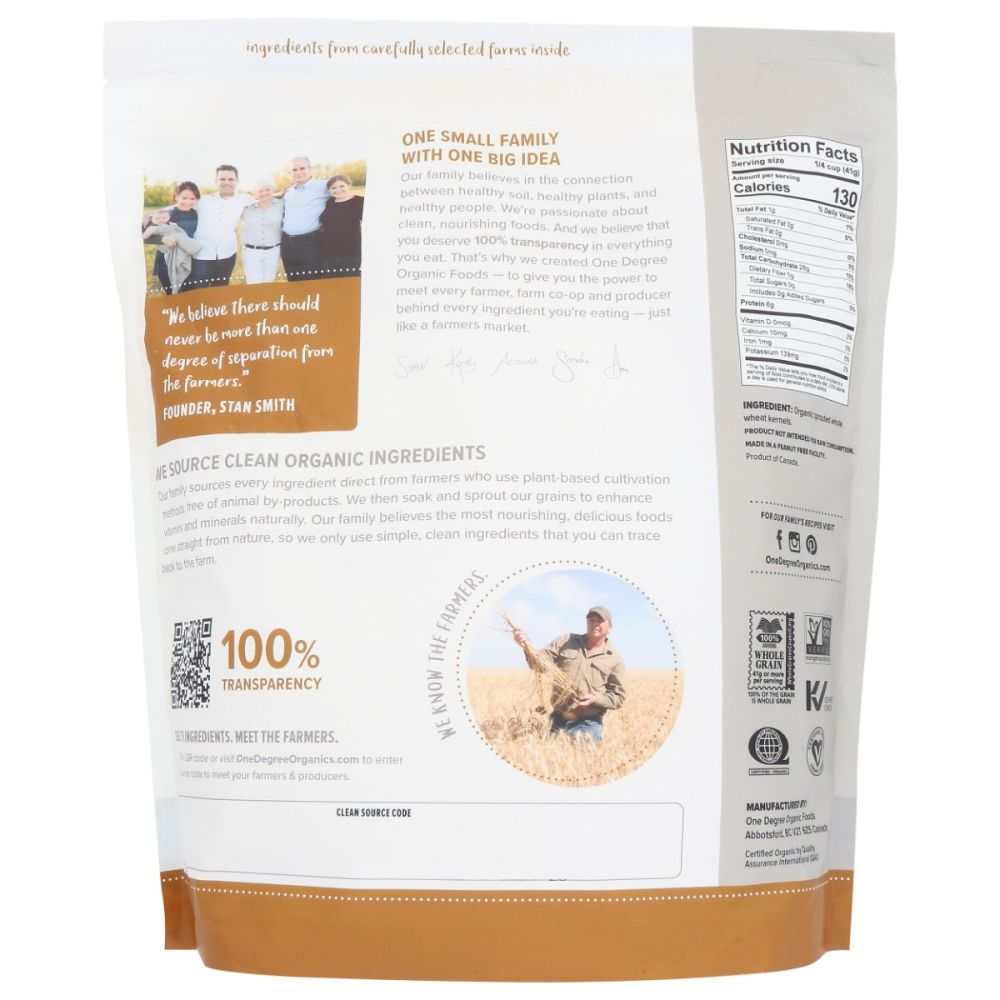 ONE DEGREE: Organic Sprouted Whole Wheat Flour, 80 oz