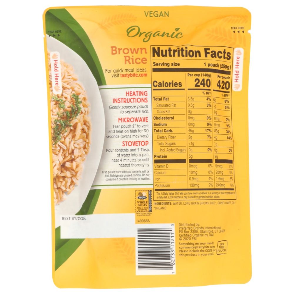 TASTY BITE: Organic Brown Rice, 8.8 oz