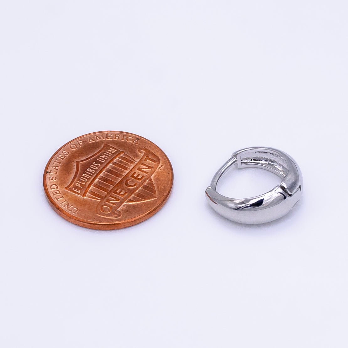 White Gold Filled 13mm Minimalist Dome Huggie Earrings | AB1180