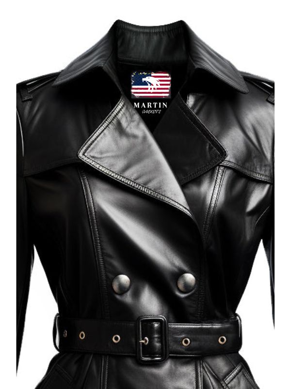 Women Black Leather Winter Coat – Belted Style