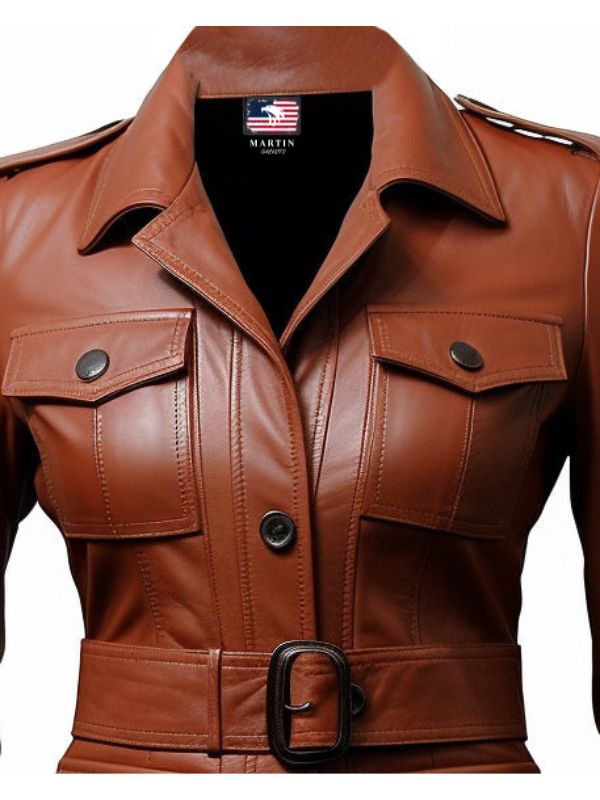 Women’s Brown Leather Coat – Elegant & Timeless Outerwear