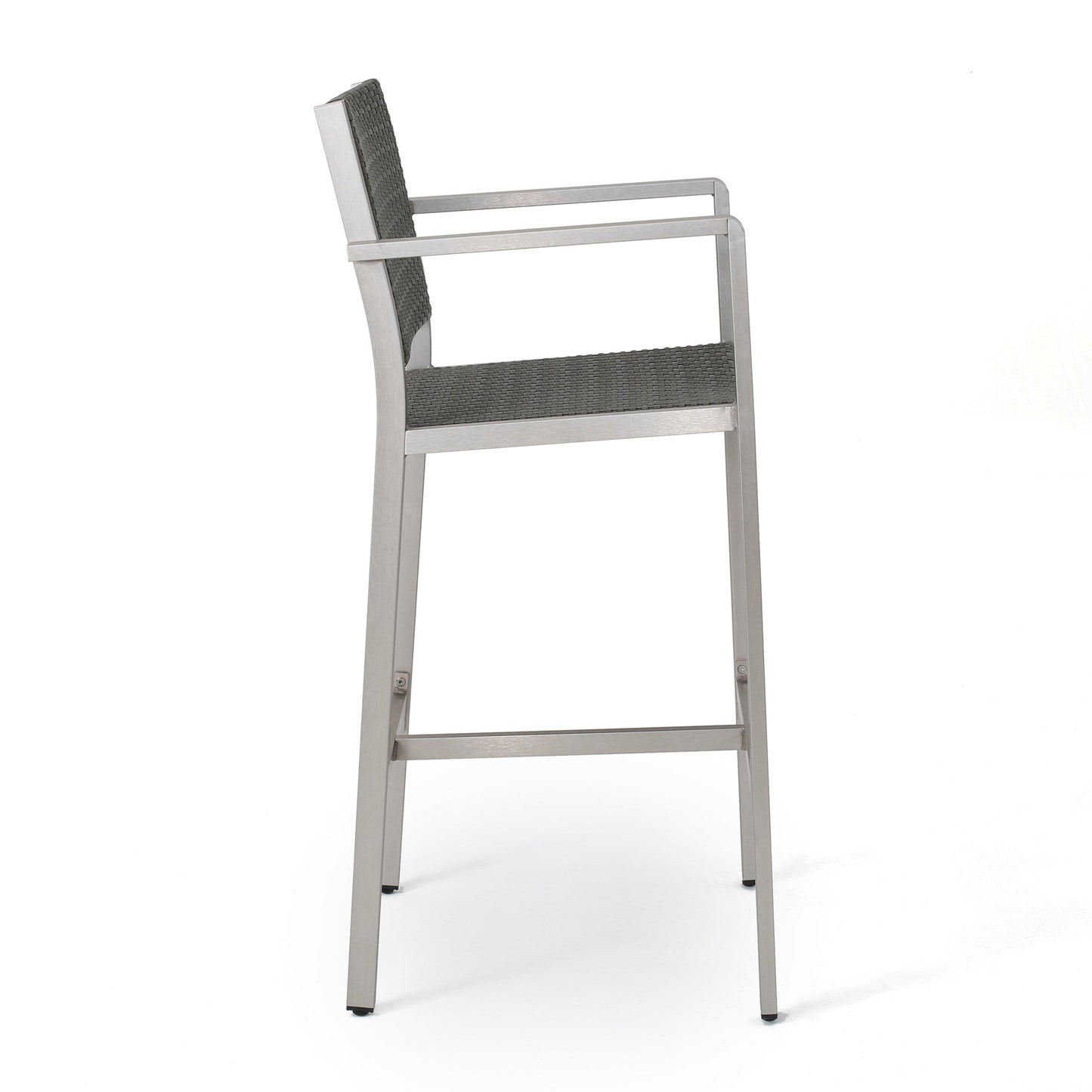 Outdoor Rust-Proof Aluminum Barstools with PE Rattan Seat - Set of 2