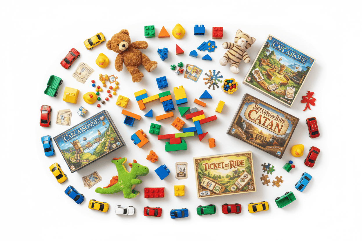 Toys flat lay