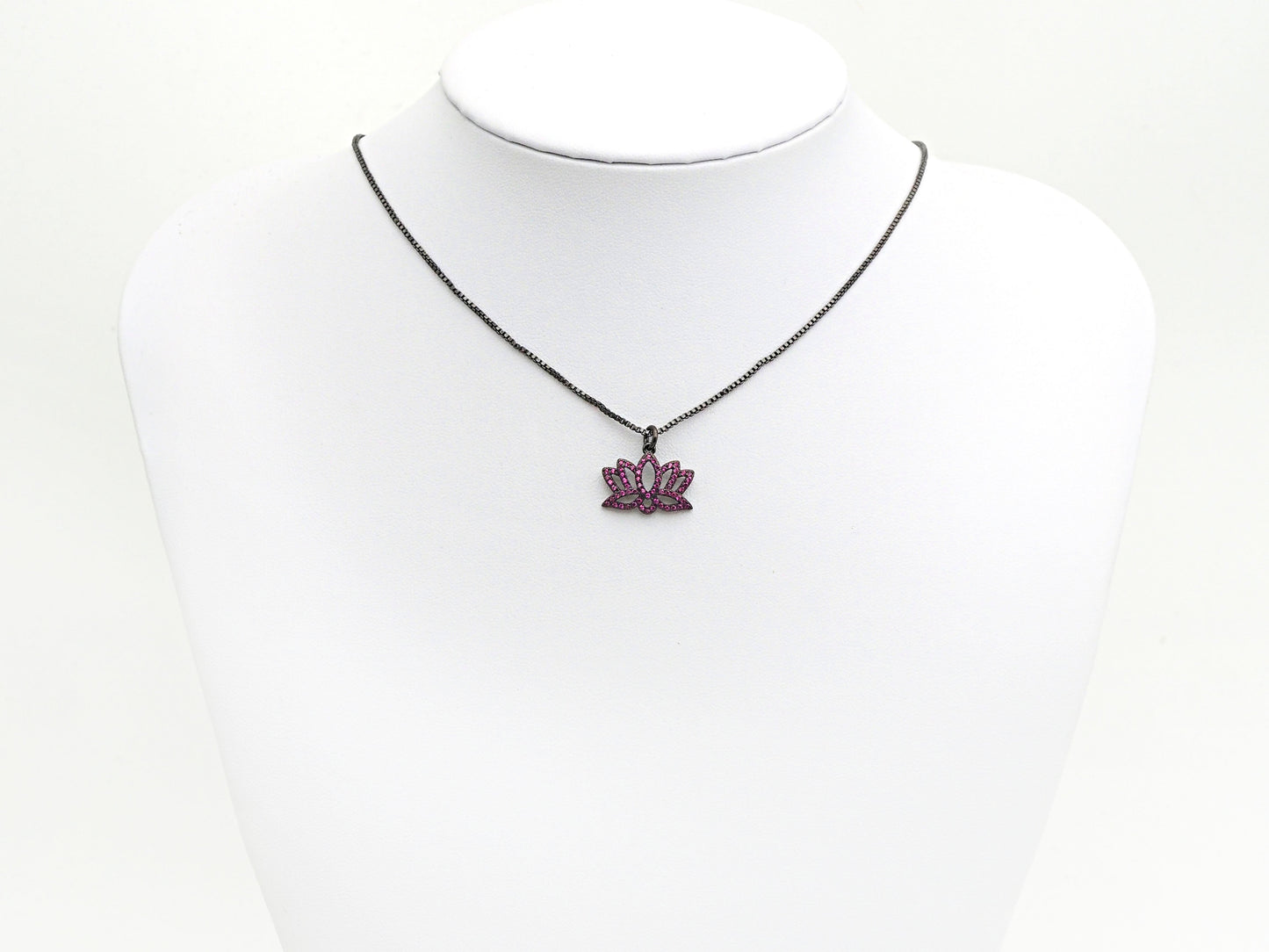 CZ Micro Pave lotus Flower Charm, Lotus Flower Cubic Zirconia Pendant, Black/Fuchsia/Cobalt CZ Yoga Charm Findings, 15x19mm,SKU#X134