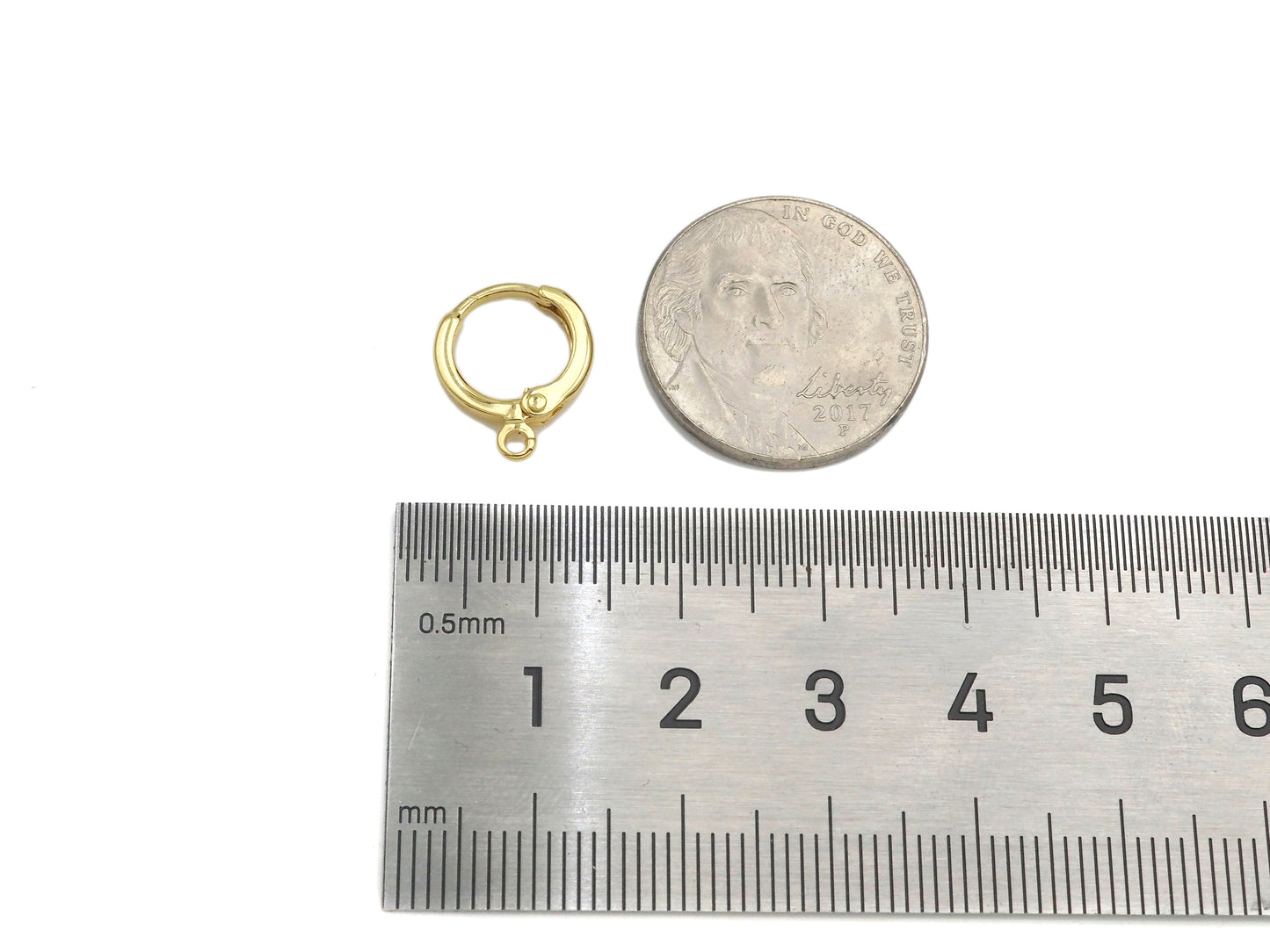 Round One Touch Earring Making Hoop, Gold/Silver huggie hoop, sku#J100