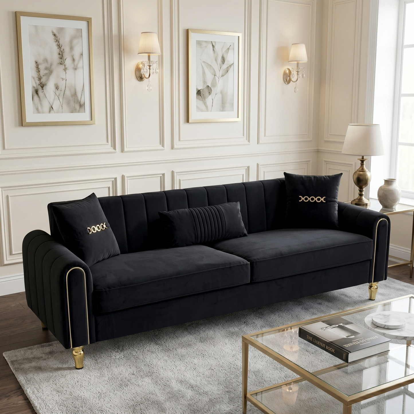 FX-P11-BK Modern 3-Seater Sofa Couch