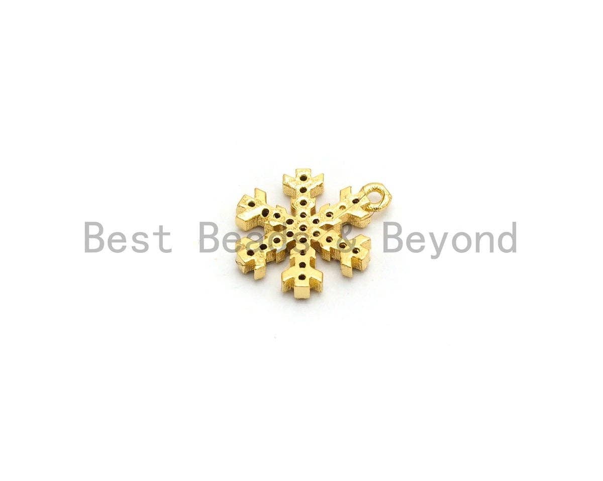 Multi Color CZ Micro Pave Snowflake Charm,Snowflake Shaped Pave Pendant, Gold plated, 14x11mm, Sku#B107