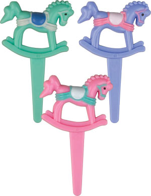 Pics à gâteau Cheval à bascule - Couleurs assorties