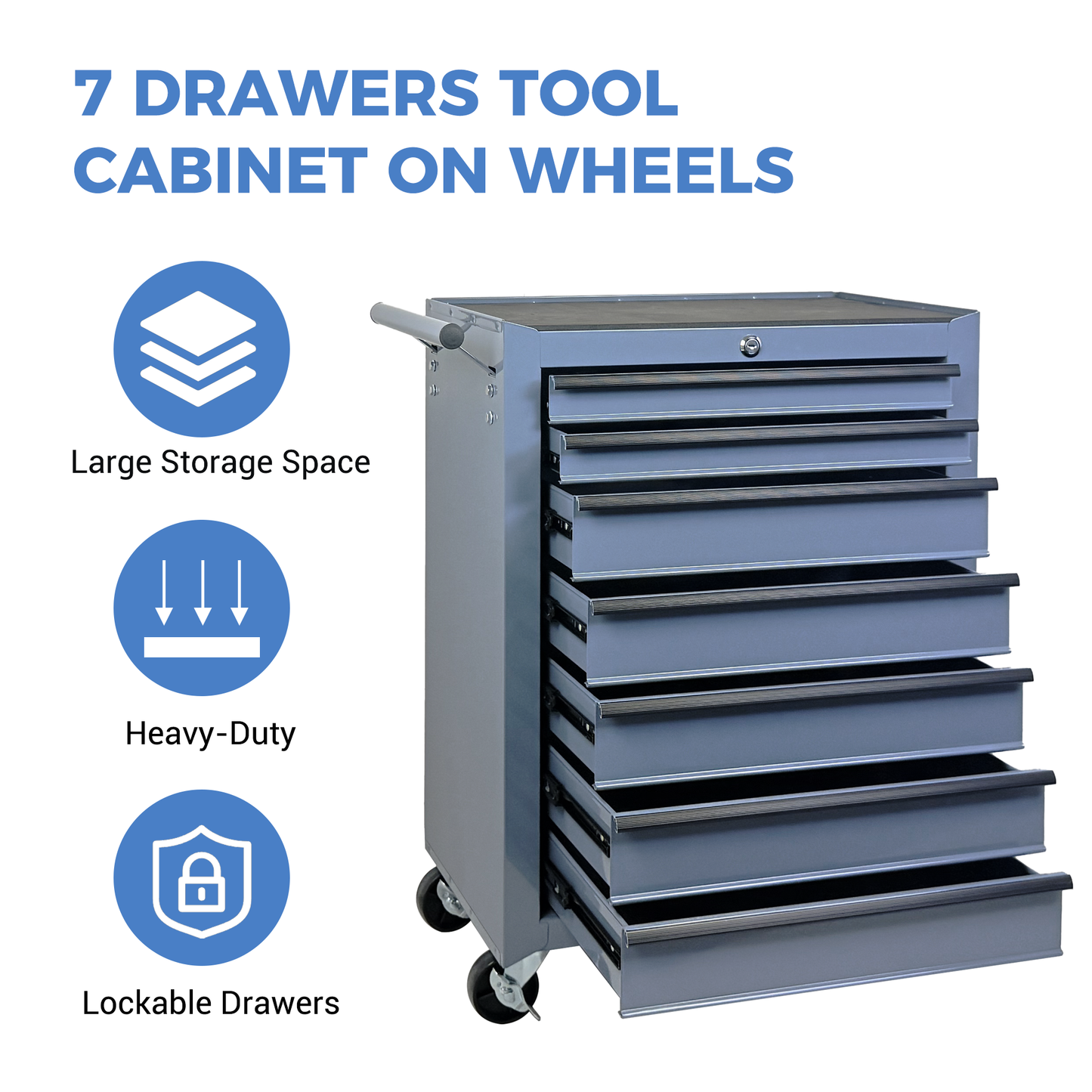 Rolling Metal Tool Chest with 7 Drawers