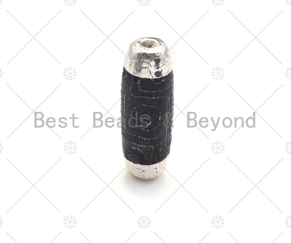 Tibetan Agate Barrel Shape Spacer Beads, 14x41mm, Sku#U961