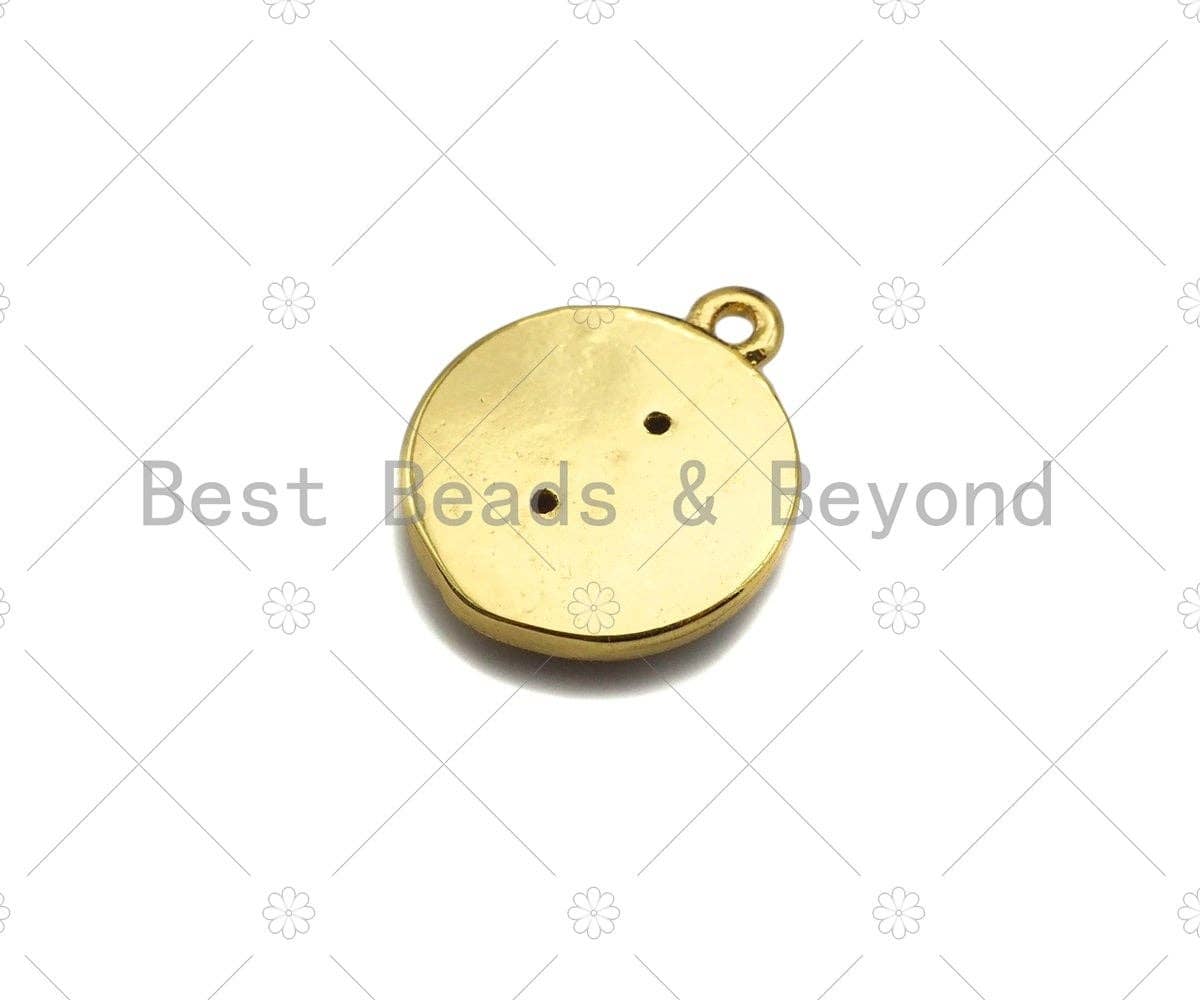 Enamel Cobalt White Yin Yang Pendant,Tiangle Gold Pendant,Religious Enamel Pendant,10x12mm,Sku#B128