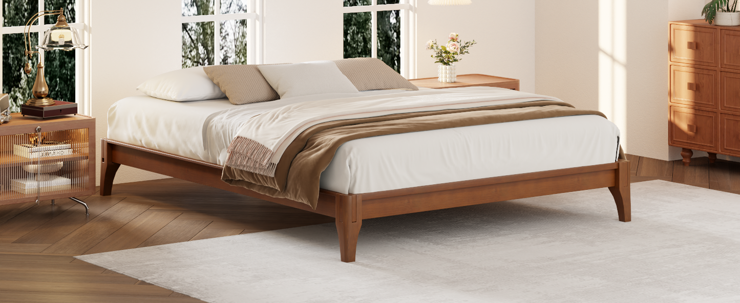 12 Inch King Size Solid Dry Bamboo Wood Platform Bed Frame