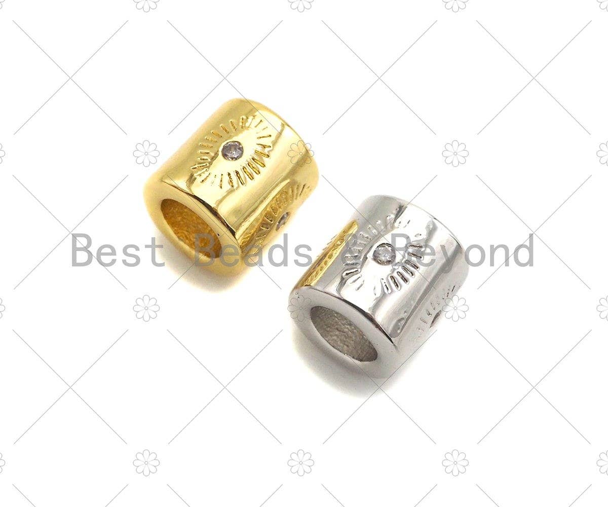 CZ Micro Pave Evil Eye On Large Hole Tube spacer Beads,Sku#C121