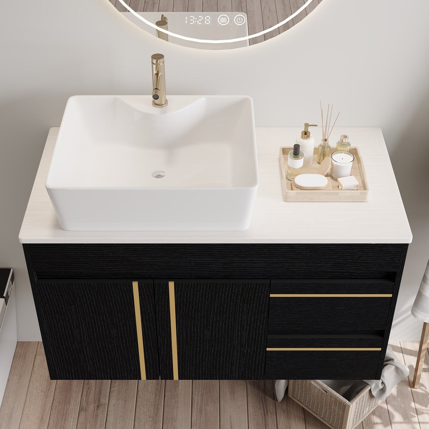 36" Wall-Mounted Bathroom Vanity with Vessel Sink