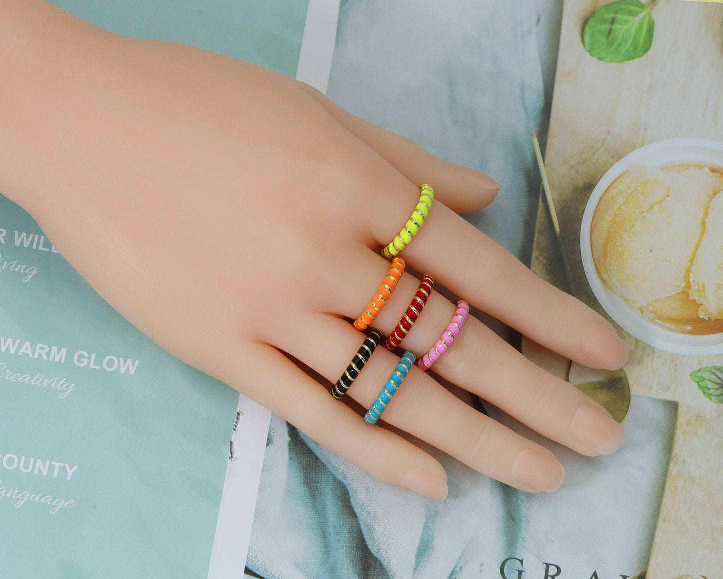 Enamel Adjustable Ring, Sku#X306