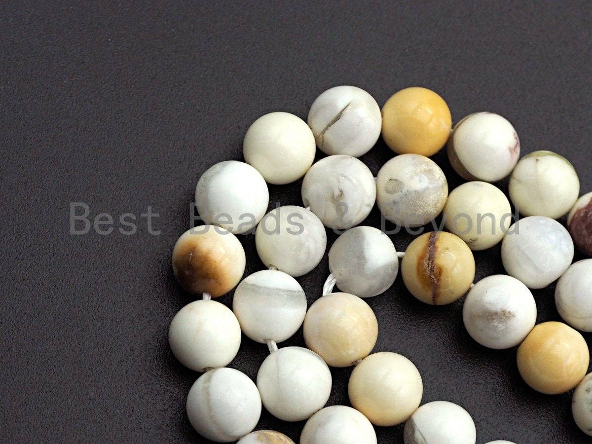 Natural Smooth Ivory Jade, 6mm/8mm/10mm/12mm, 15.5" Full Strand, Sku#U650