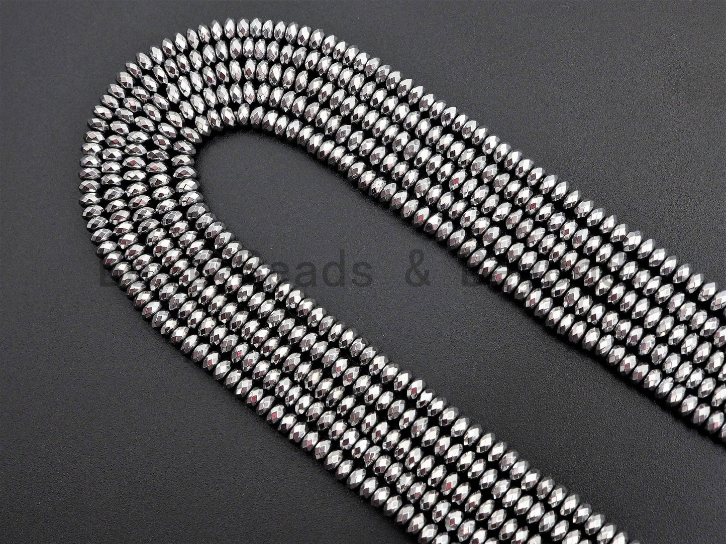 Quality Natural Silver Hematite beads,Rondelle Faceted Beads, Sku#S116