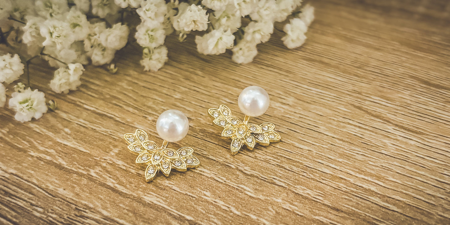 Beautiful Crystal and Pearl Jacket Earrings