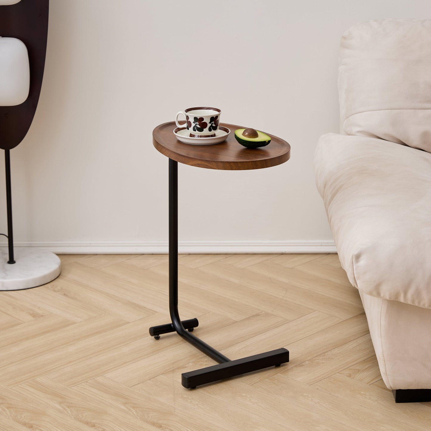Brown C-shaped Side Table