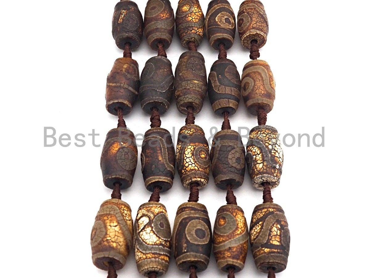1pc/11pcs Natural Tibetant Agate beads, Ancient Tibetan Barrel Shape Beads, Dzi Brown Agate beads, 15x25mm, sku#U555