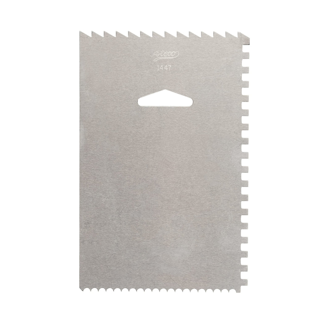 Ateco 1446 - 3 Sided Decorating Comb and 1447- 4 Sided Decorating Comb & Icing Smoother, 2 Pc Set,Silver