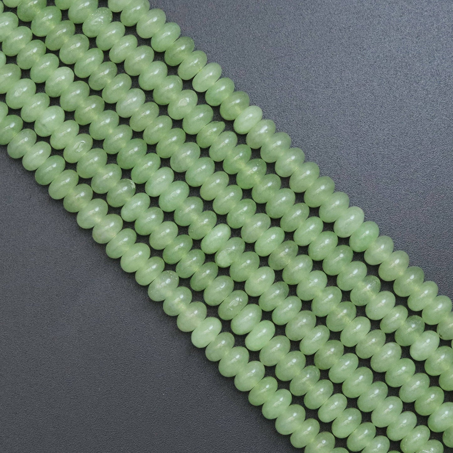 5x8mm Smooth Rondelle Light Green Jade Beads, Sku#U2061