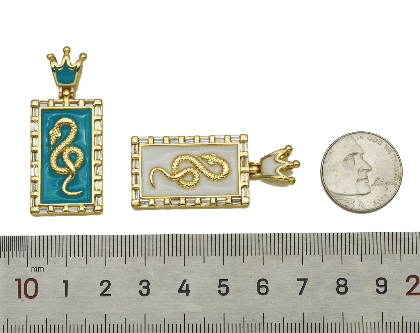 CZ Enamel Dragon Pendant, Sku#JL74