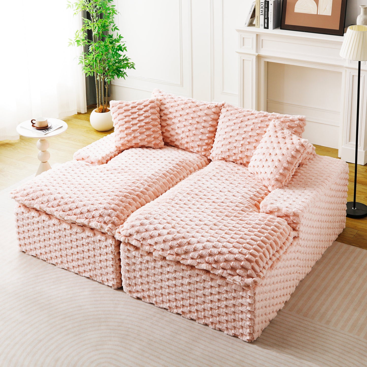 Pink Turtle Velvet Double Chaise Lounge