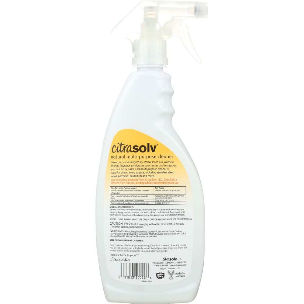 CITRASOLV Multi Purpose Spray Cleaner|Orange - 22 oz | Safe| Effective