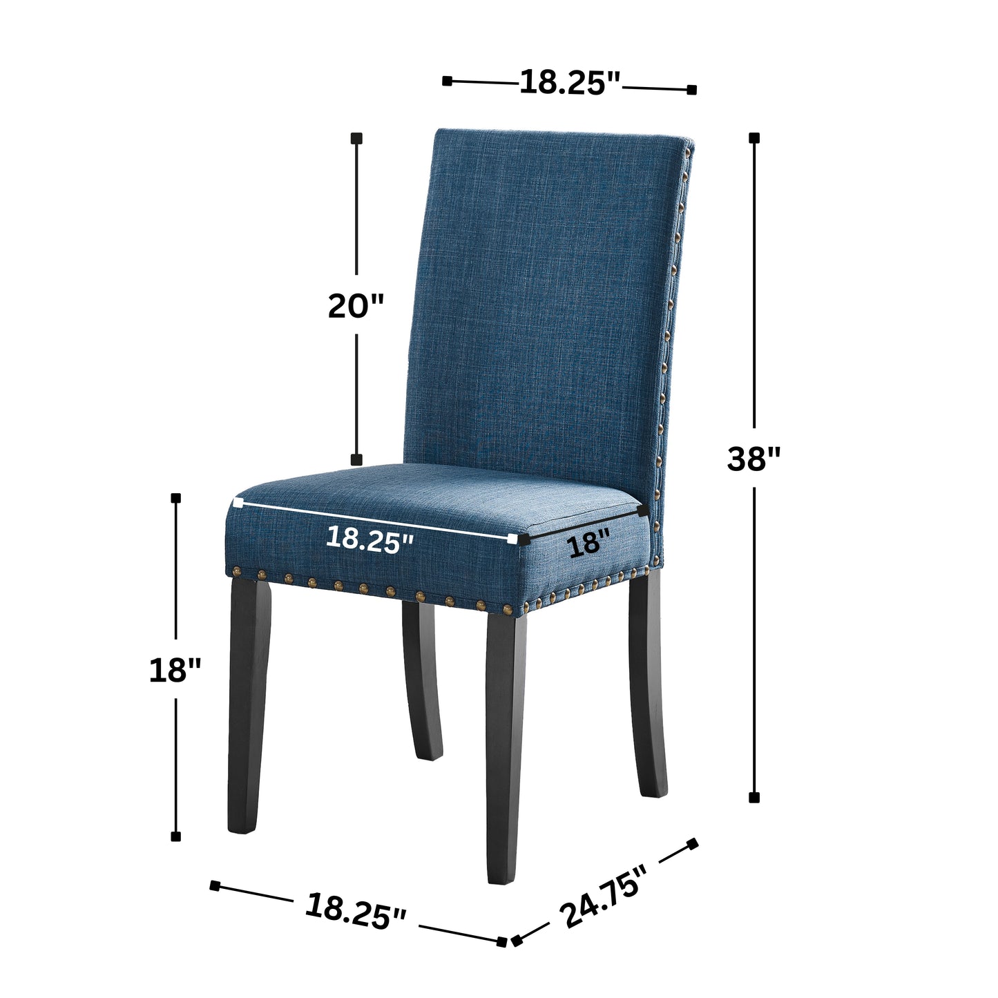 Biony Fabric Dining Chairs with Nailhead Trim, Set of 2
