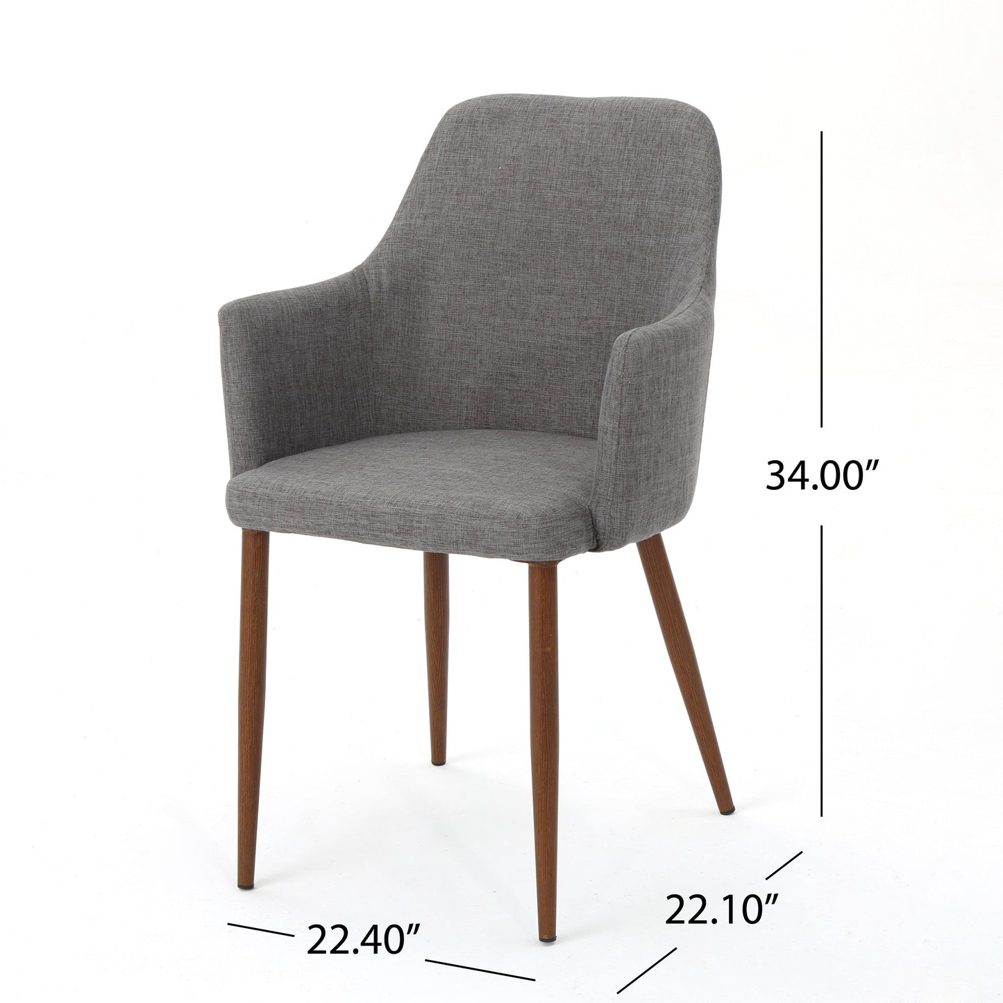 Mid Century Modern Fabric Upholstered Dining Chairs - Set of 2