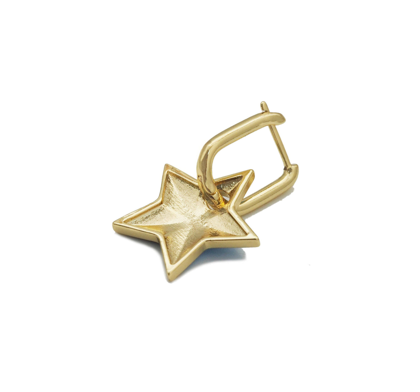 Colorful Enamel Five Point Star Hoop Earrings, Sku#J371