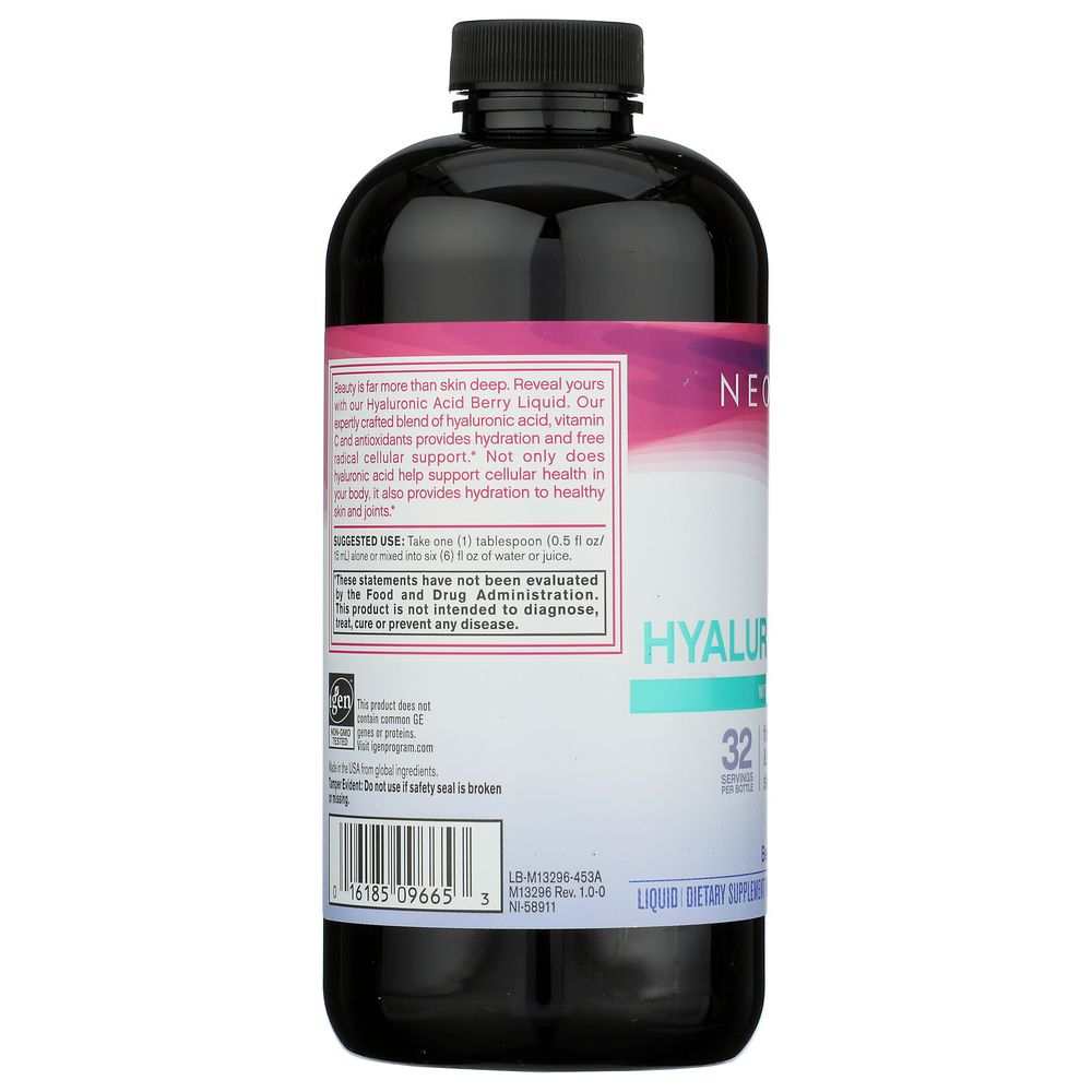 NEOCELL Hyaluronic Acid Berry Liquid -16oz for Skin & Joints Hydration