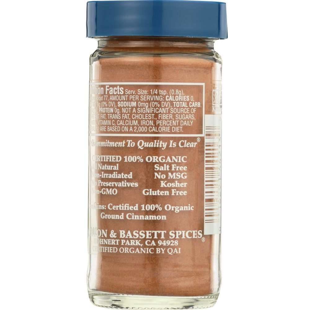 MORTON & BASSETT:  Organic Ground Cinnamon, 2.3 Oz