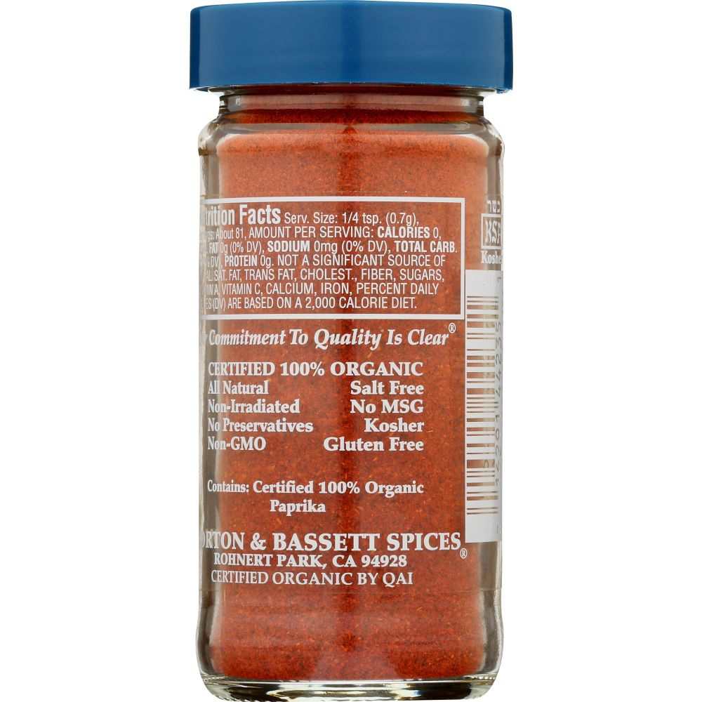 MORTON & BASSETT Organic Paprika - Rich | Aroma & Sweet Flavor, 2 oz